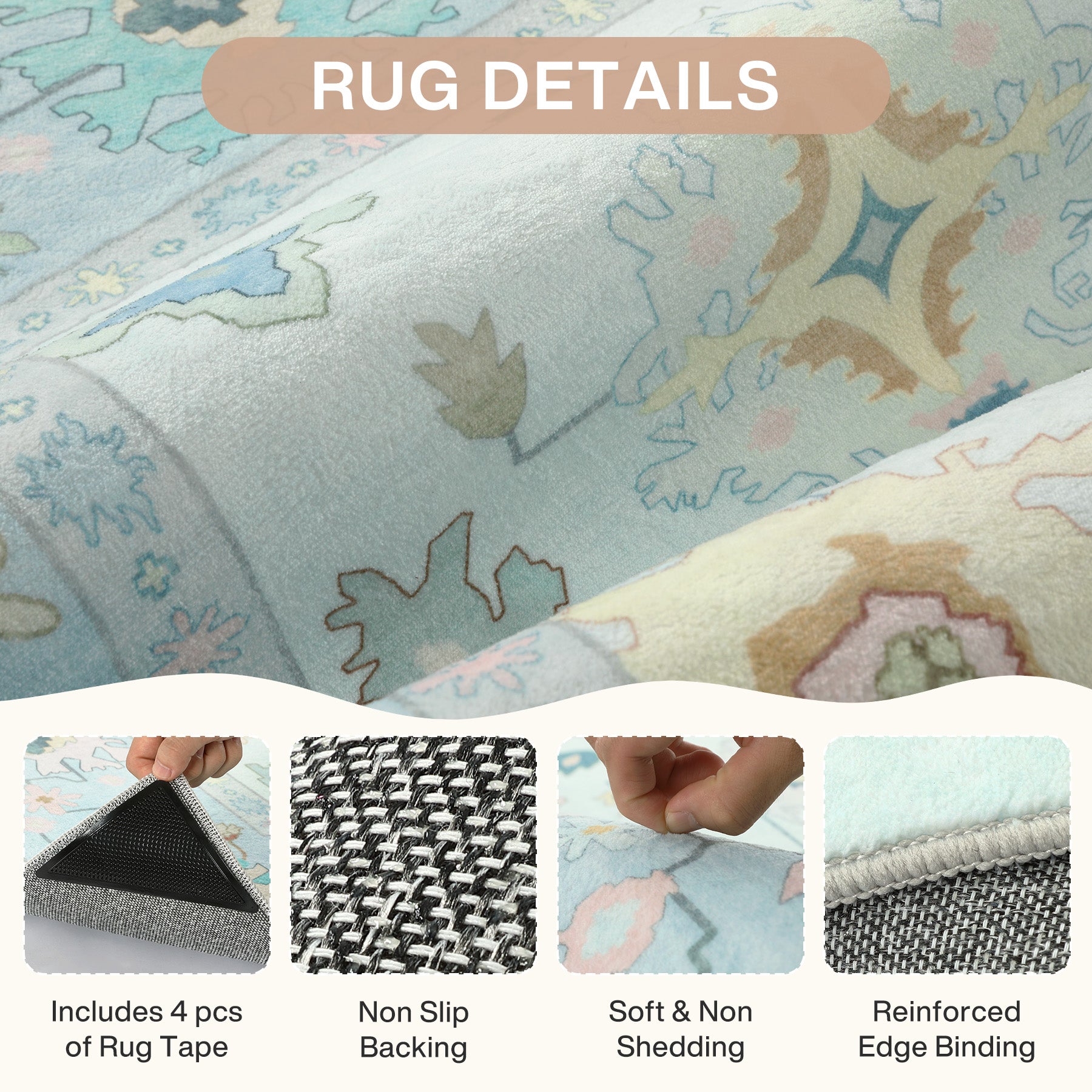 5x7/8x10/8x12 Boho Oushak Area Rug