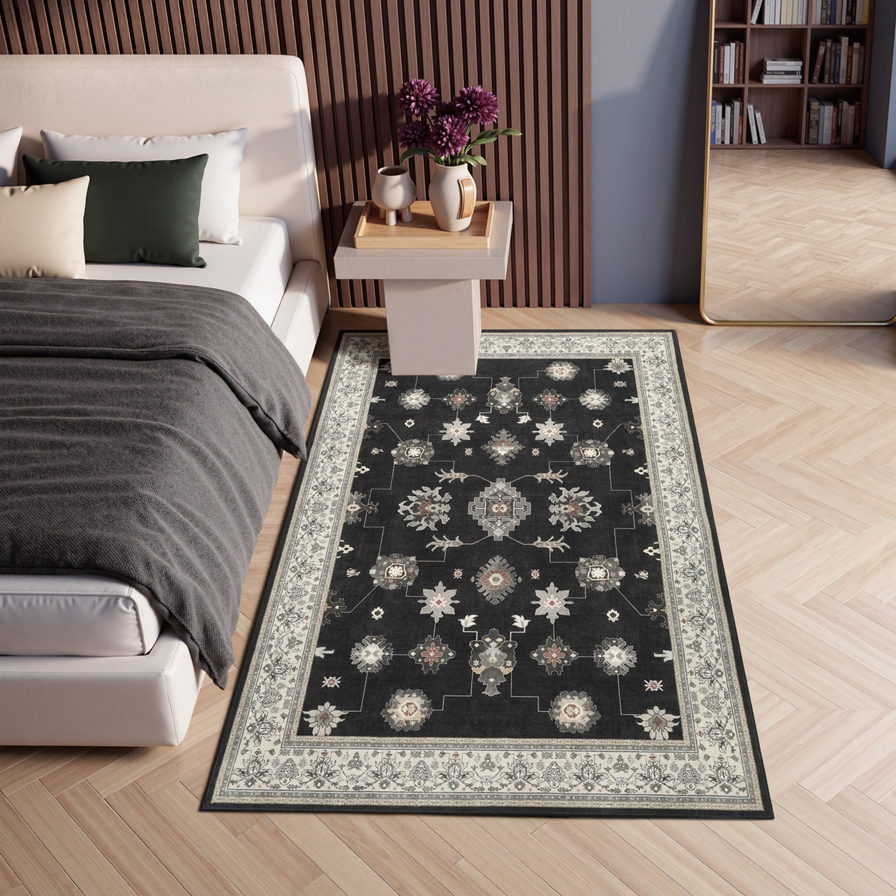5x7/8x10/9x12 Boho Washable Area Rug, Farmhouse Vintage Ultra Thin Indoor Non-Slip Carpet for Living Room, Oeko-Tex Certified