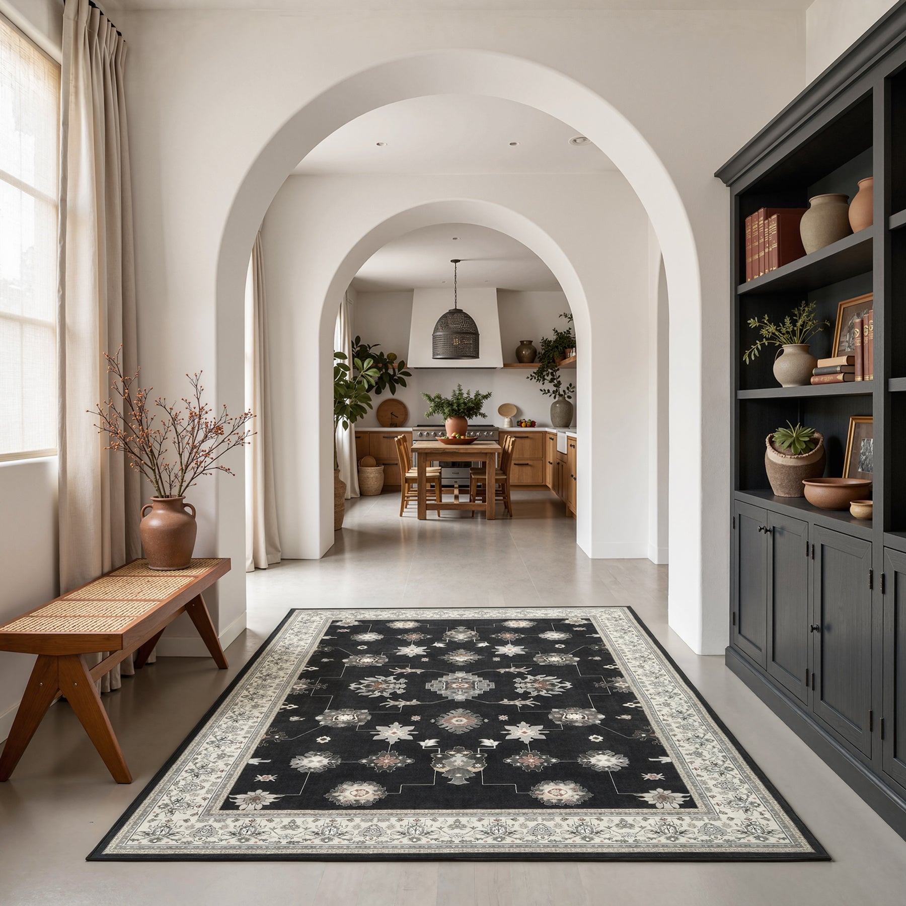 5x7/8x10/9x12 Boho Washable Area Rug, Farmhouse Vintage Ultra Thin Indoor Non-Slip Carpet for Living Room, Oeko-Tex Certified