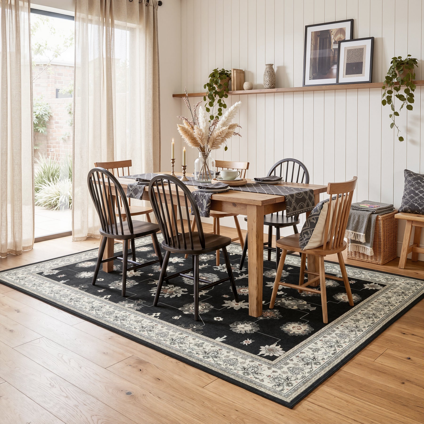 5x7/8x10/9x12 Boho Washable Area Rug, Farmhouse Vintage Ultra Thin Indoor Non-Slip Carpet for Living Room, Oeko-Tex Certified