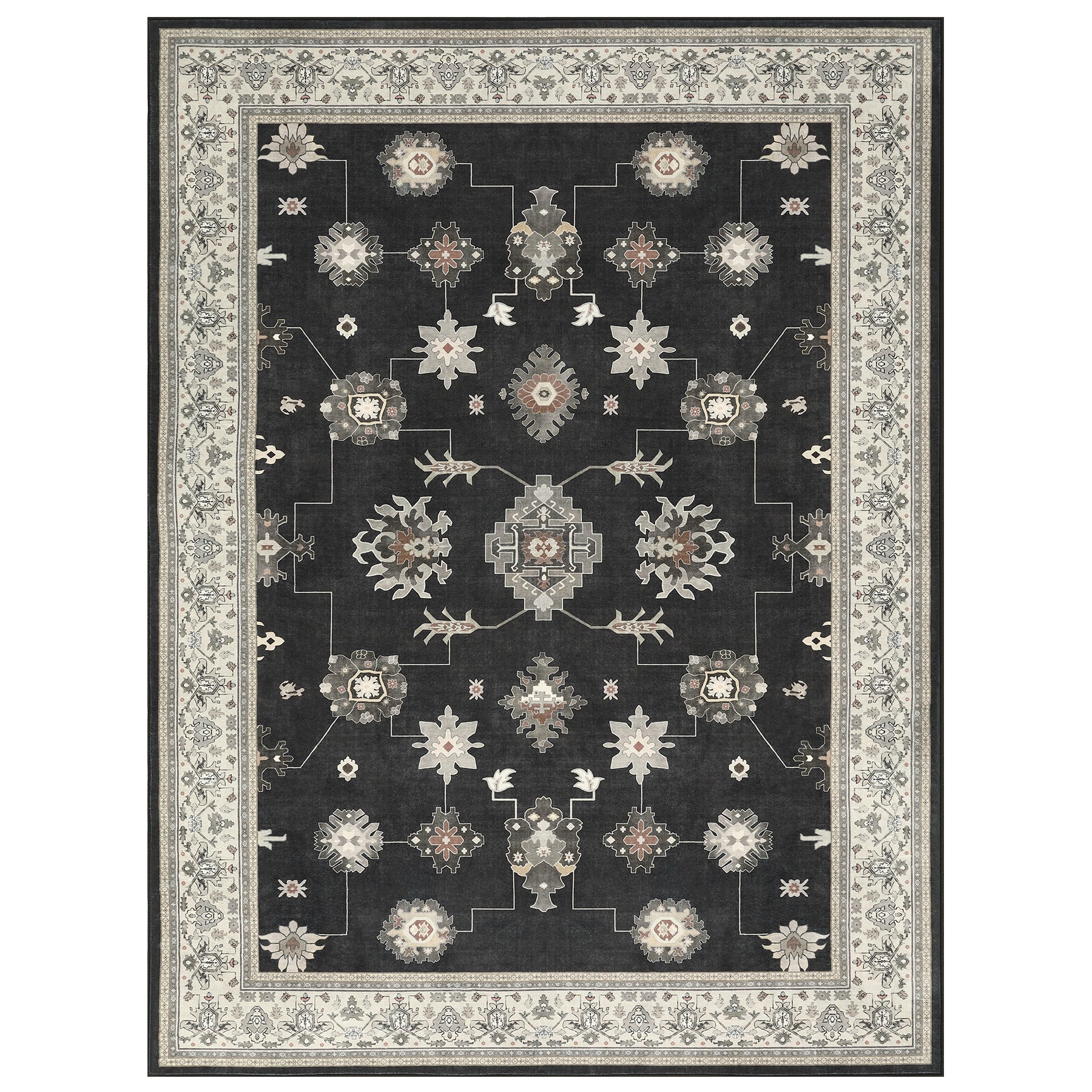 5x7/8x10/9x12 Boho Washable Area Rug, Farmhouse Vintage Ultra Thin Indoor Non-Slip Carpet for Living Room, Oeko-Tex Certified