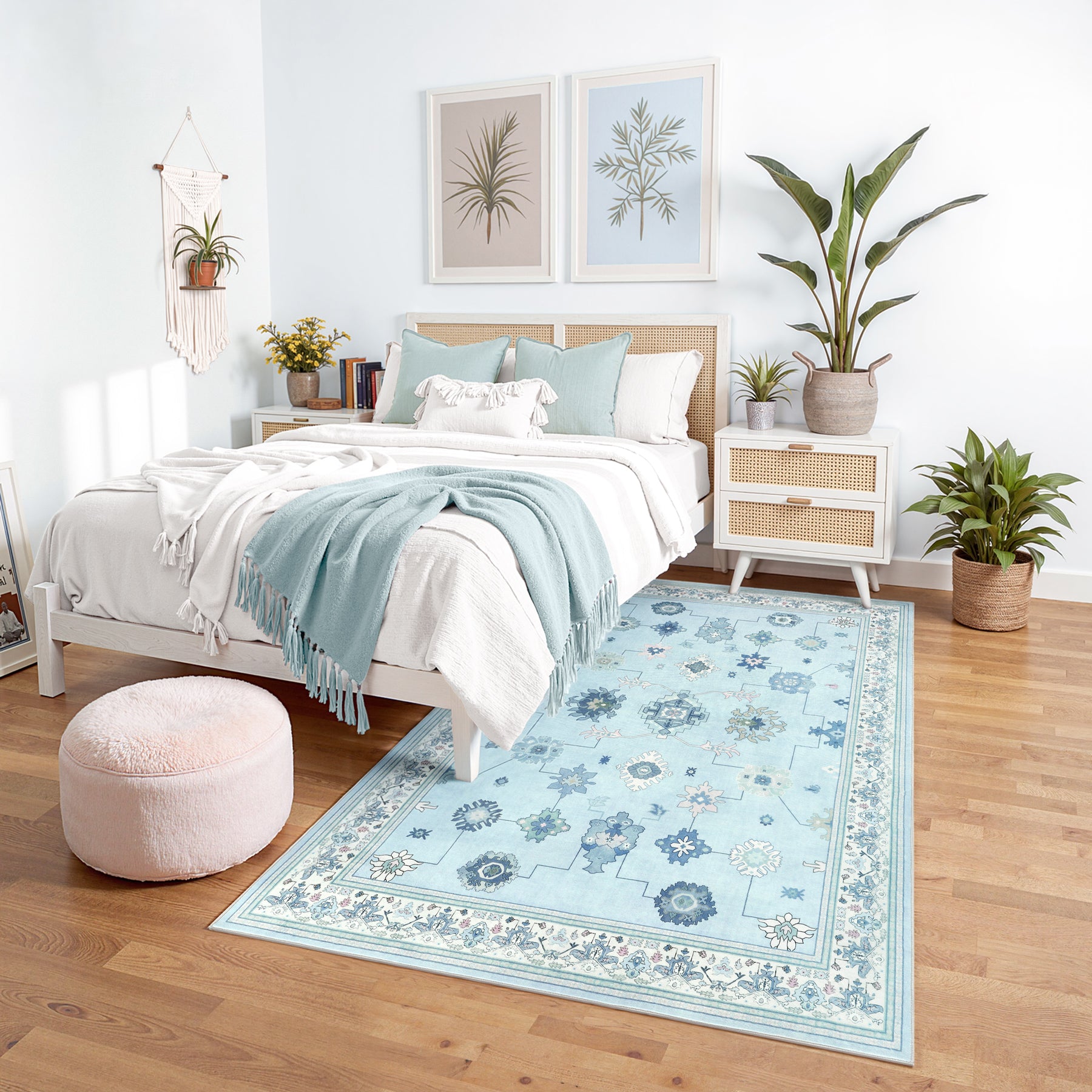 5x7/8x10/9x12 Boho Washable Area Rug, Farmhouse Vintage Ultra Thin Indoor Non-Slip Carpet for Living Room, Oeko-Tex Certified