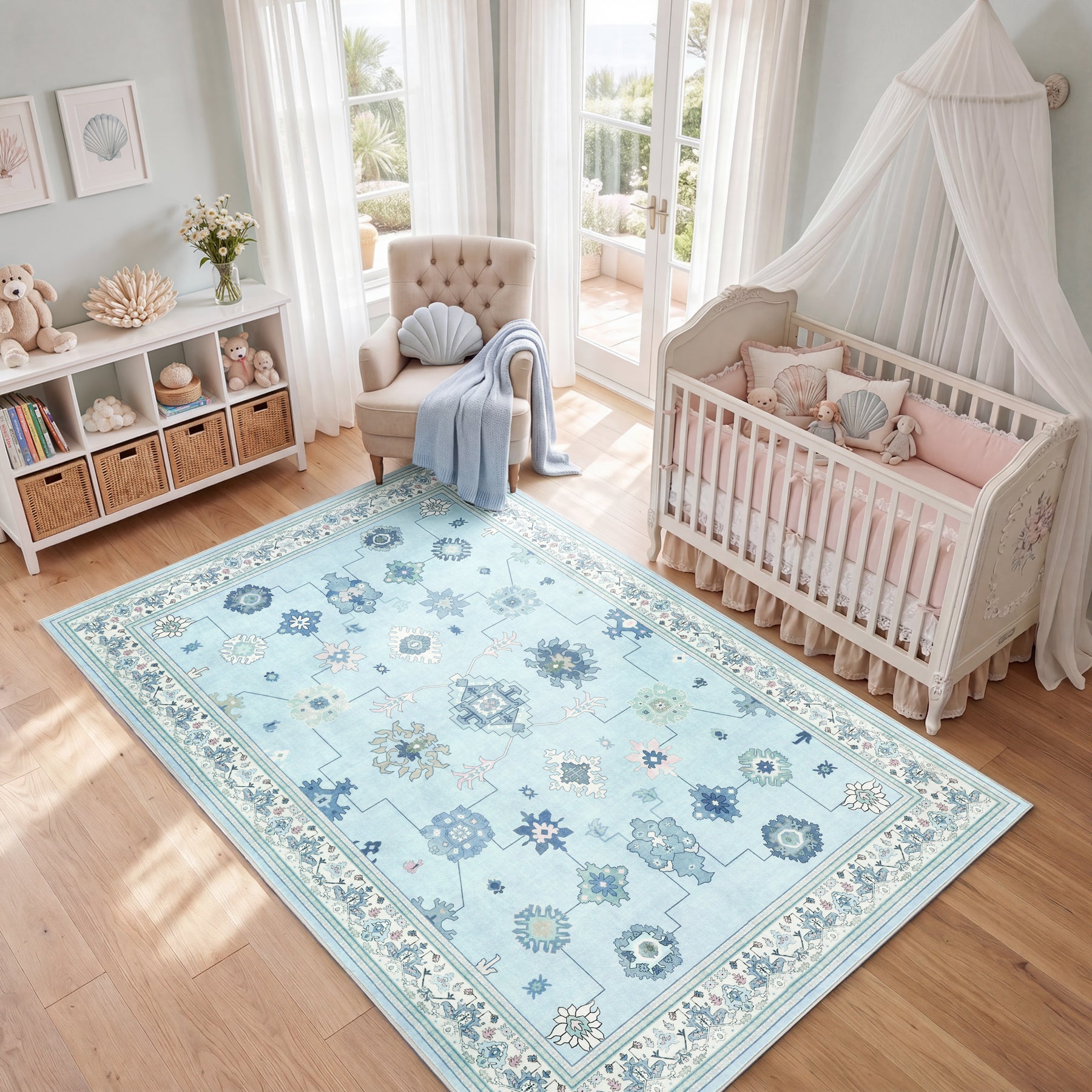 5x7/8x10/9x12 Boho Washable Area Rug, Farmhouse Vintage Ultra Thin Indoor Non-Slip Carpet for Living Room, Oeko-Tex Certified