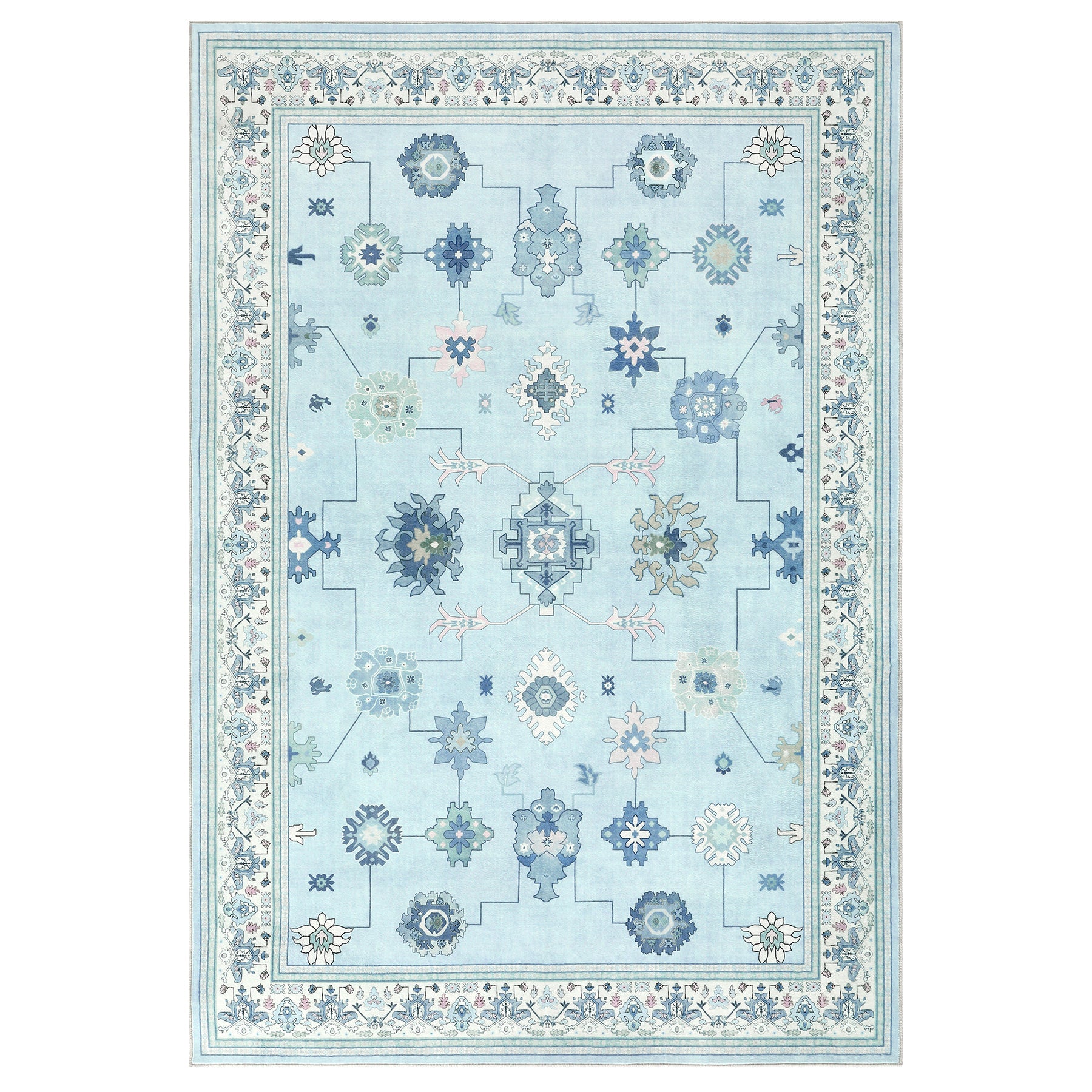 5x7 Boho Washable Area Rug#Color_Blue