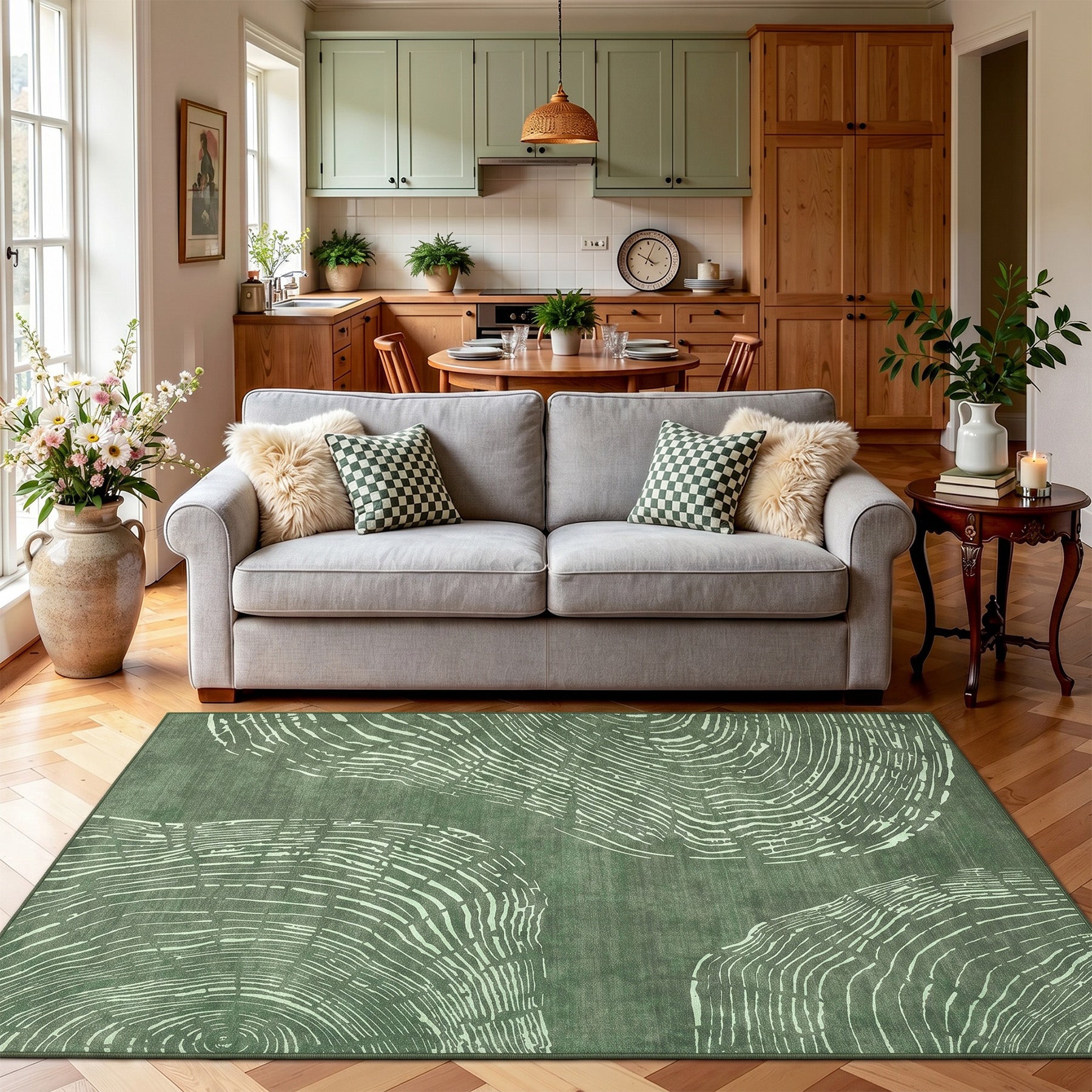 5x7/8x10 Abstract Machine Washable Area Rug, Soft Boho Minimalist Non-Slip Low Pile Carpet, Oeko-Tex Certified