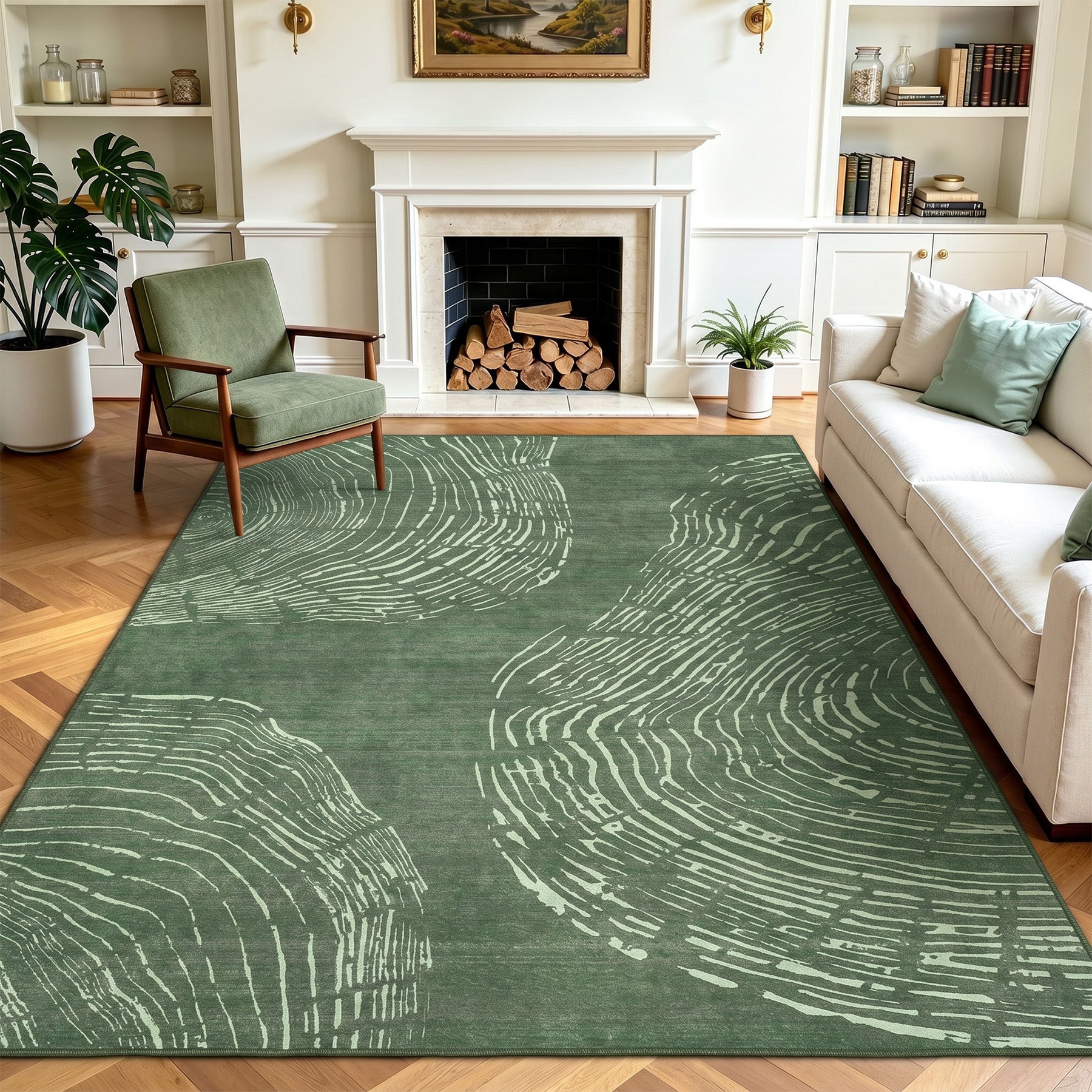 5x7/8x10 Abstract Machine Washable Area Rug, Soft Boho Minimalist Non-Slip Low Pile Carpet, Oeko-Tex Certified