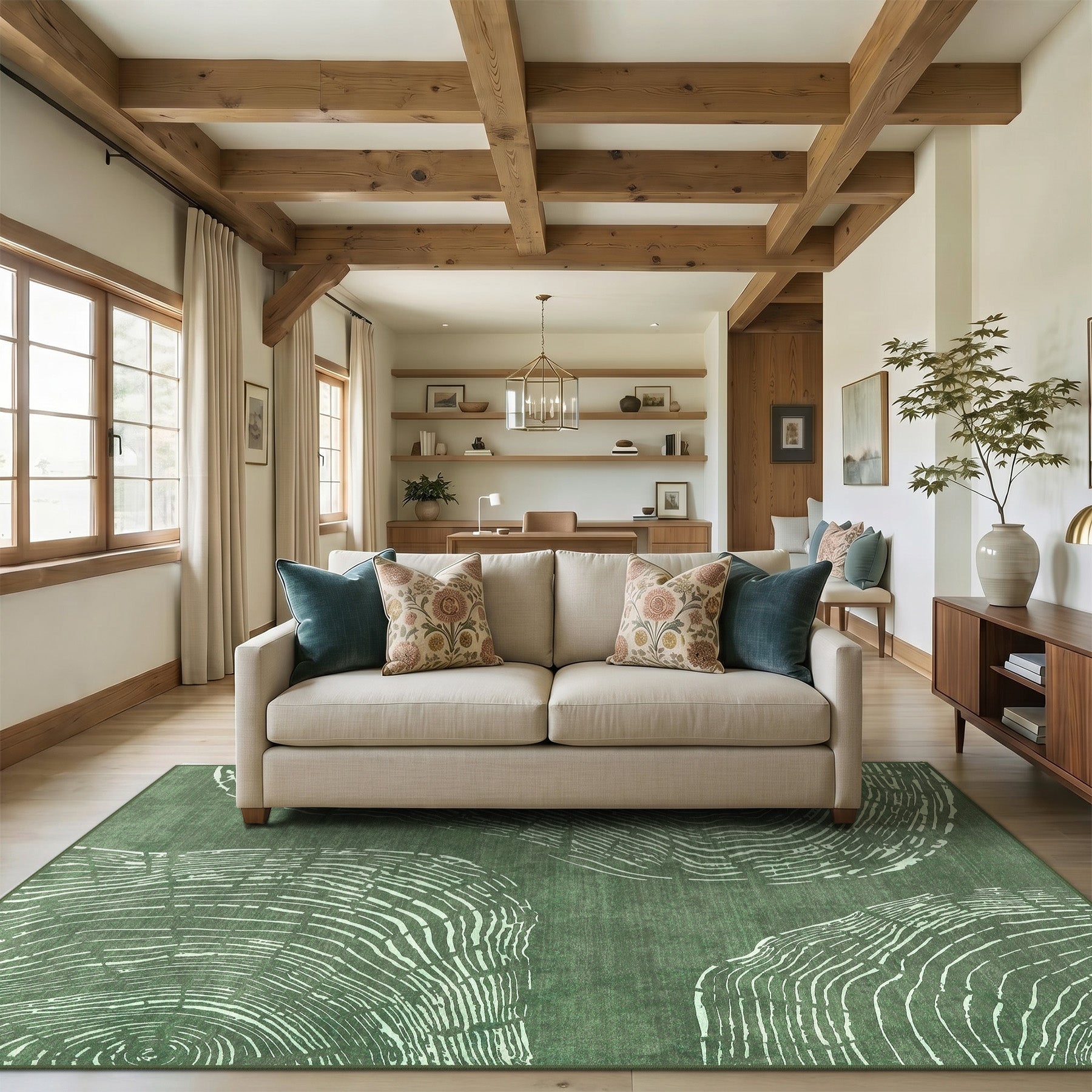 5x7/8x10 Abstract Machine Washable Area Rug, Soft Boho Minimalist Non-Slip Low Pile Carpet, Oeko-Tex Certified