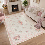 5x7/8x10 Boho Floral Area Rug#Color_Pink