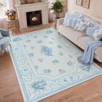 5x7/8x10 Boho Floral Area Rug#Color_Blue
