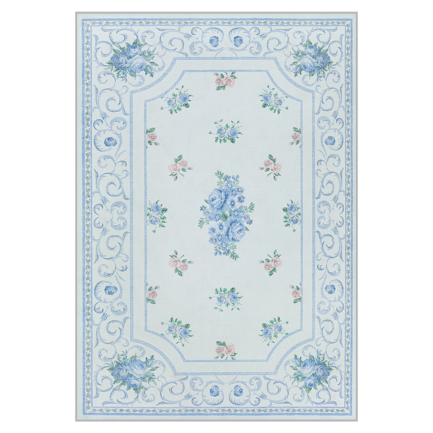 5x7/8x10 Boho Floral Area Rug, Vintage Soft Washable Low Pile Nursery Living Room Carpet, Oeko-Tex Certified