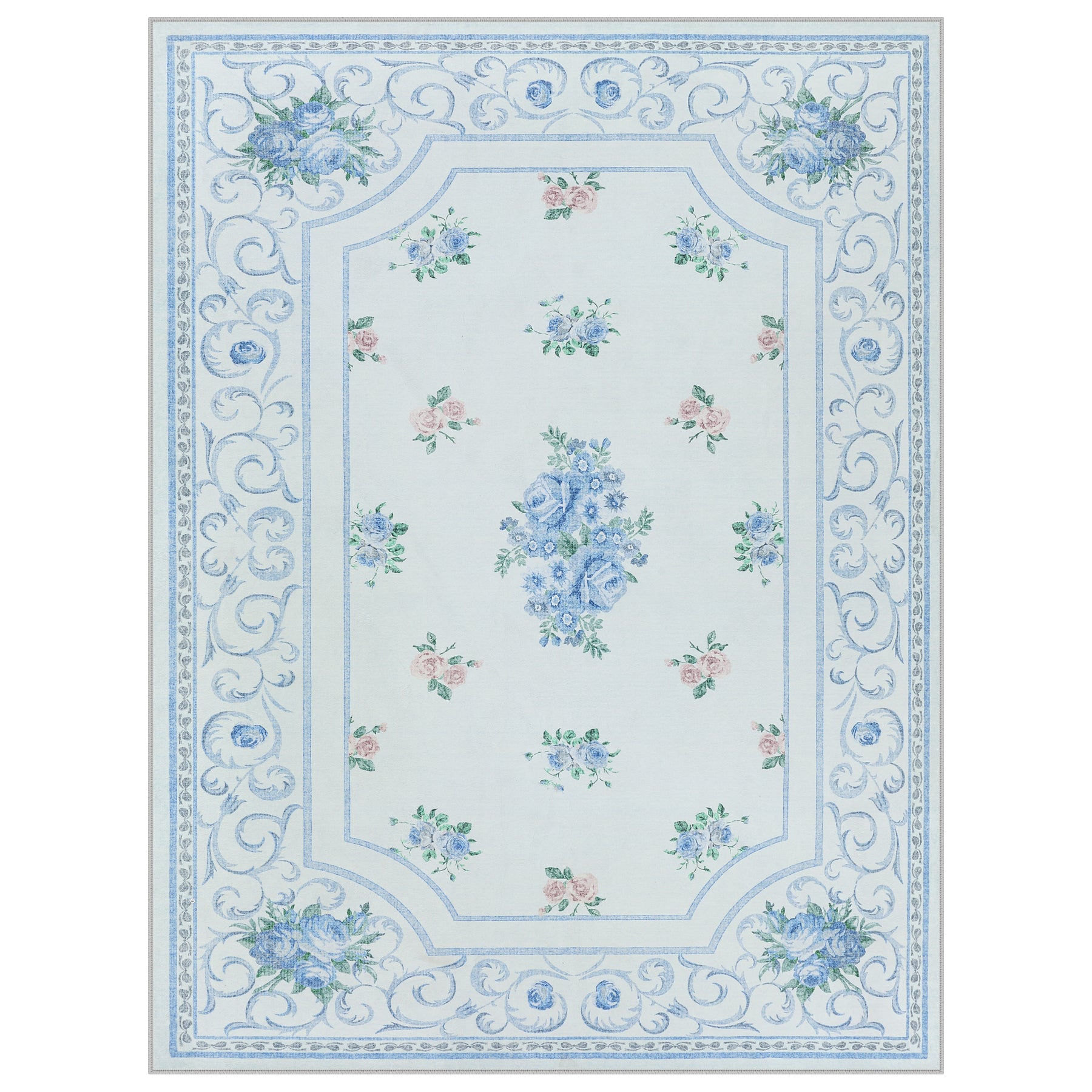 5x7/8x10 Boho Floral Area Rug, Vintage Soft Washable Low Pile Nursery Living Room Carpet, Oeko-Tex Certified