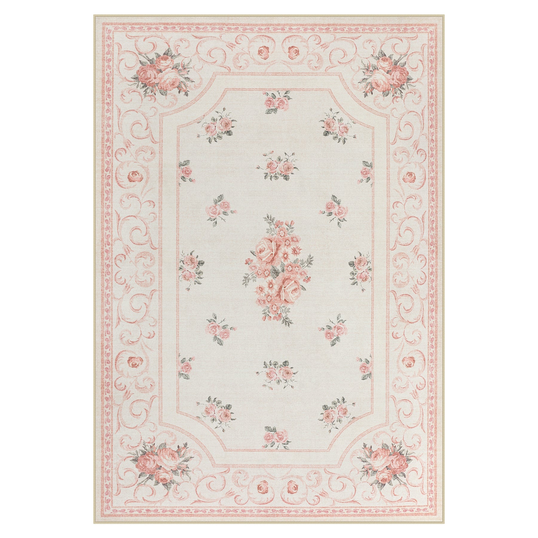 5x7/8x10 Boho Floral Area Rug, Vintage Soft Washable Low Pile Nursery Living Room Carpet, Oeko-Tex Certified