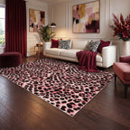 5x7/8x10 Leopard Print Area Rug#Color_Pink