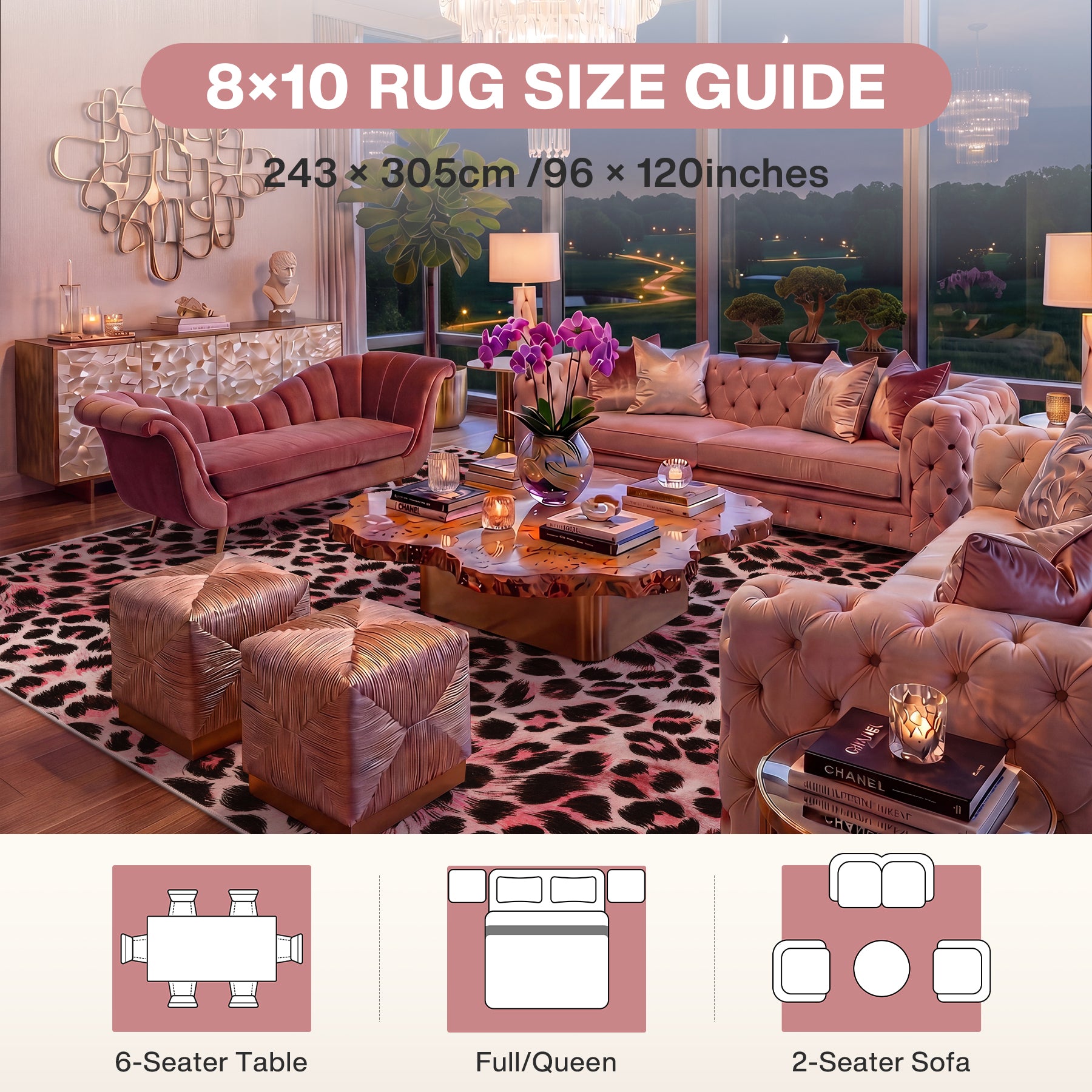 5x7/8x10 Leopard Print Area Rug, Animal Soft Carpet Machine Washable Cheetah Rug for Living Room, Oeko-Tex Certified