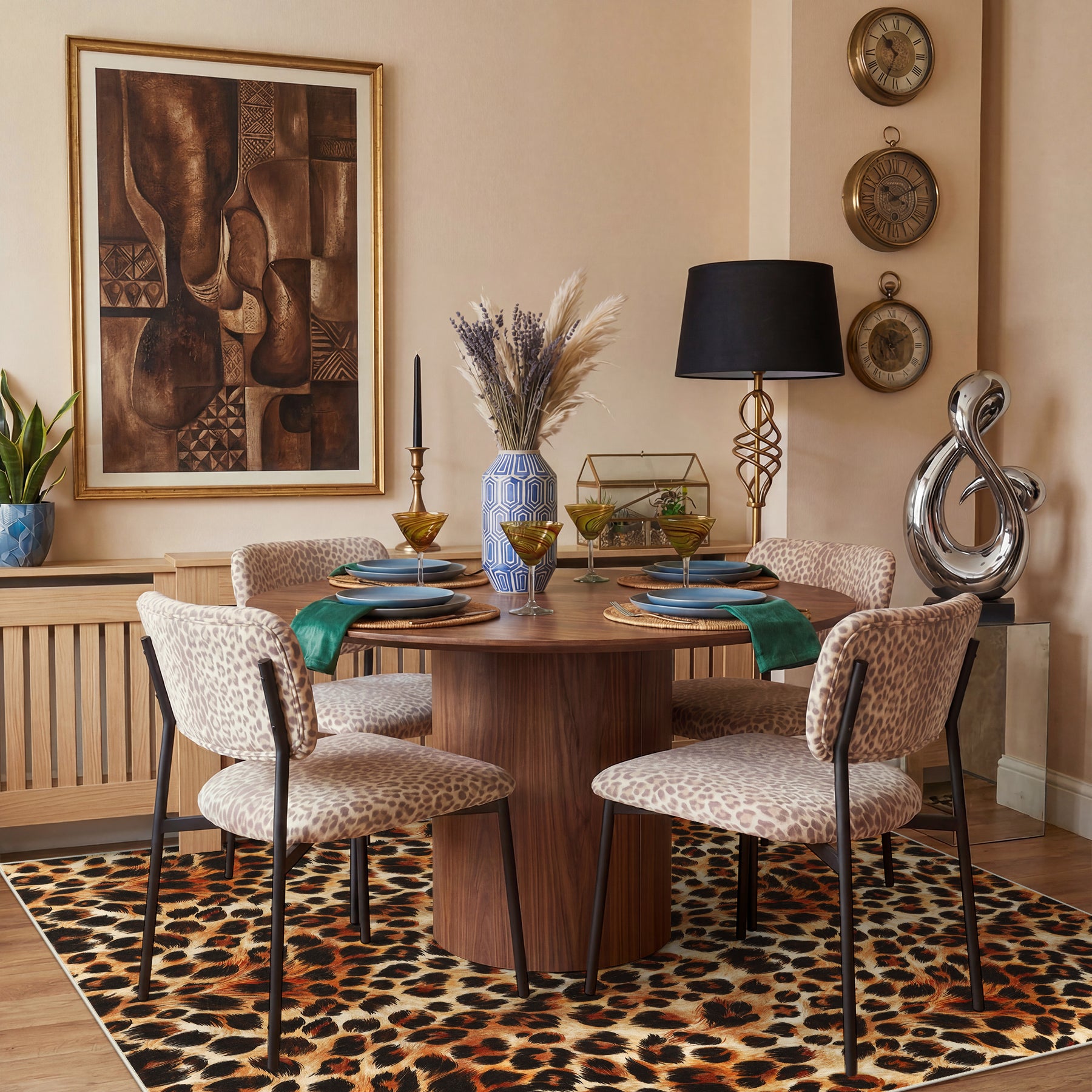 5x7/8x10 Leopard Print Area Rug, Animal Soft Carpet Machine Washable Cheetah Rug for Living Room, Oeko-Tex Certified