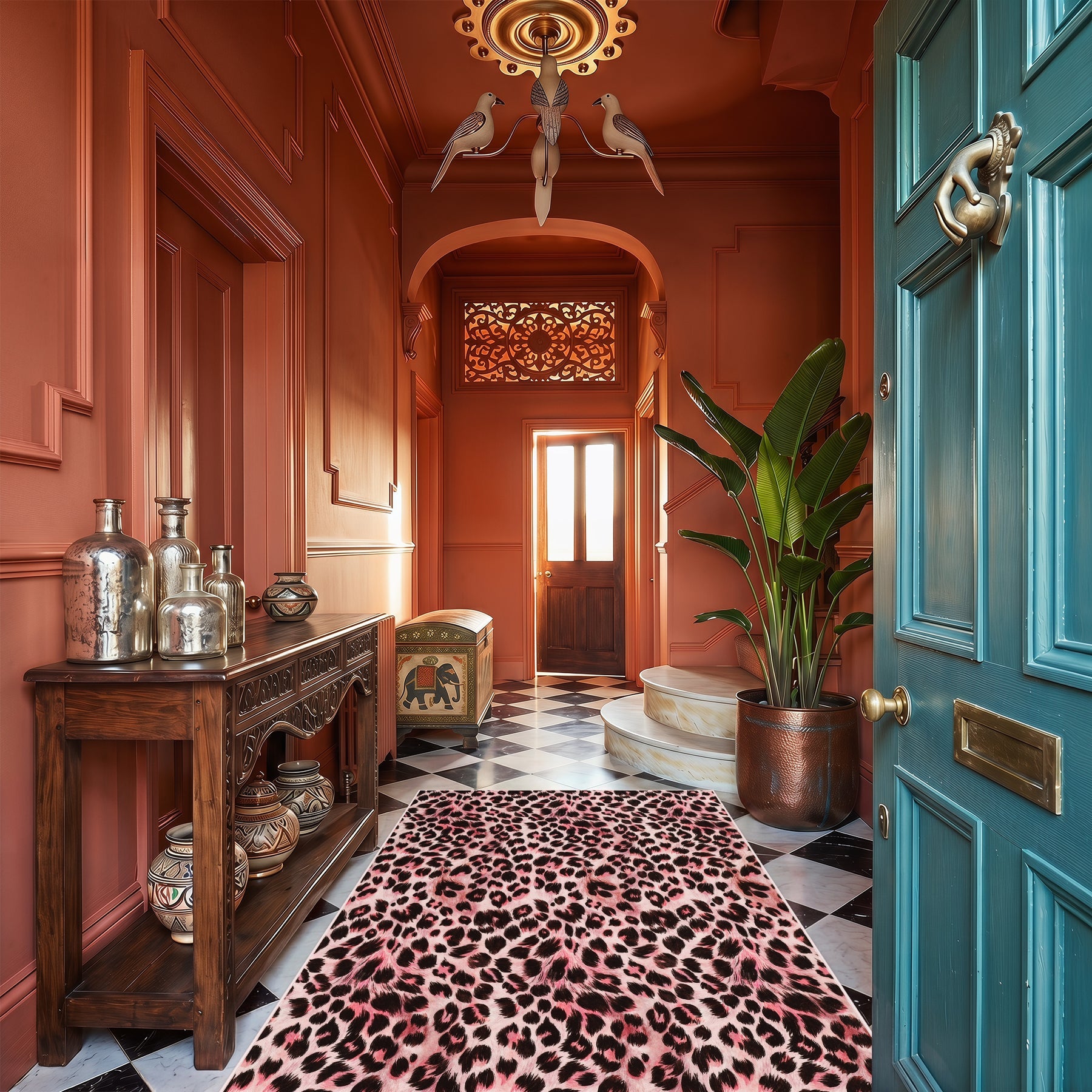 5x7/8x10 Leopard Print Area Rug, Animal Soft Carpet Machine Washable Cheetah Rug for Living Room, Oeko-Tex Certified