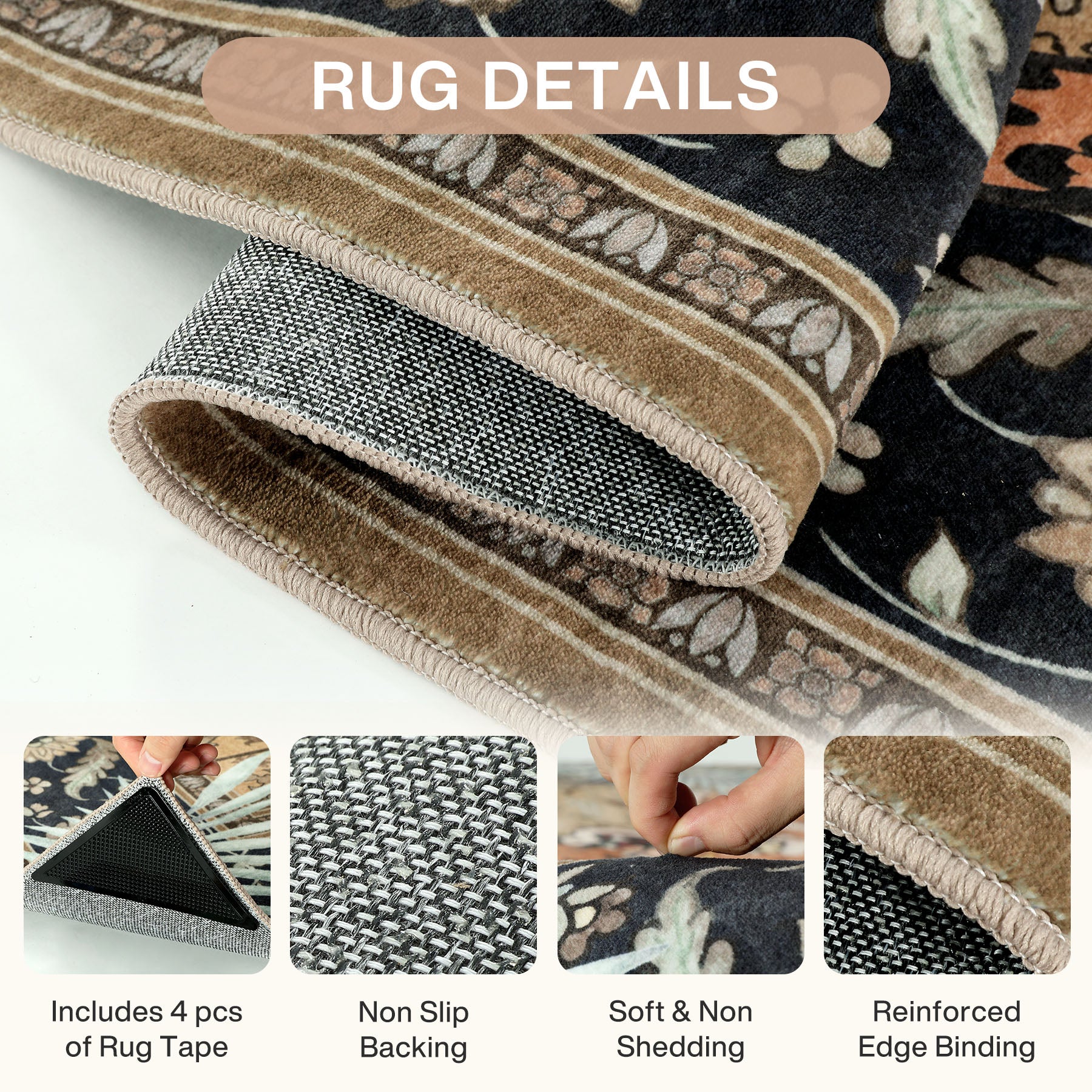 5x7/8x10 Tiger Leopard Print Area Rug, Boho Animal Washable Soft Low Pile Indoor Carpet, Oeko-Tex Certified