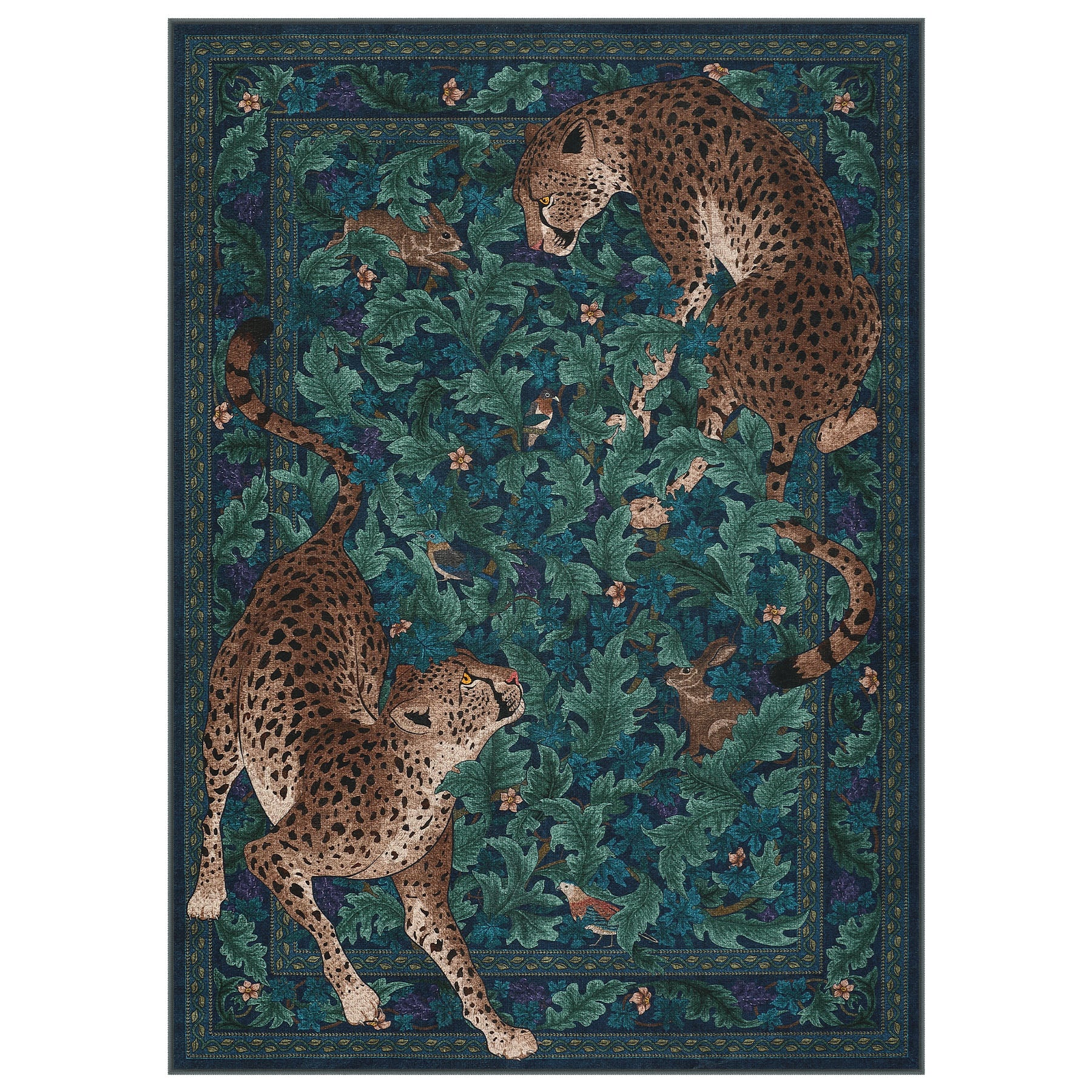 Morris Jungle Leopard Print Rug, Non Slip Washable Area Rug for Living Room, Bedroom