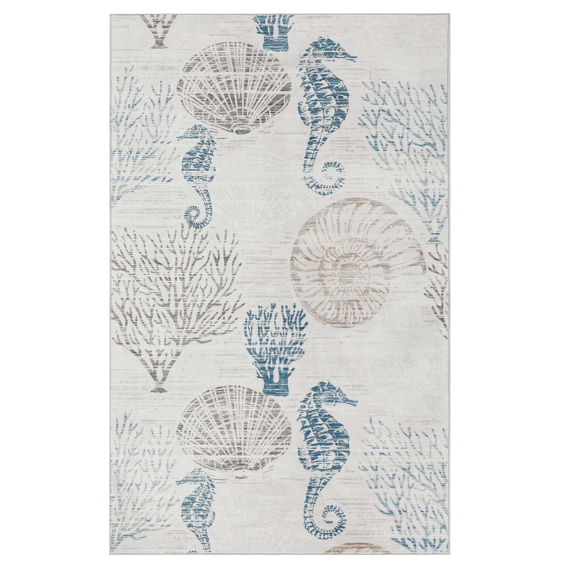 2x6/5x7/8x10 Boho Coastal Area Rug, Washable Non Slip Animal Indoor Carpet for Living room Bedroom, Oeko-Tex Certified