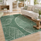 5x7 Boho Leaf Print Area Rugs#Color_Green(5'x7')