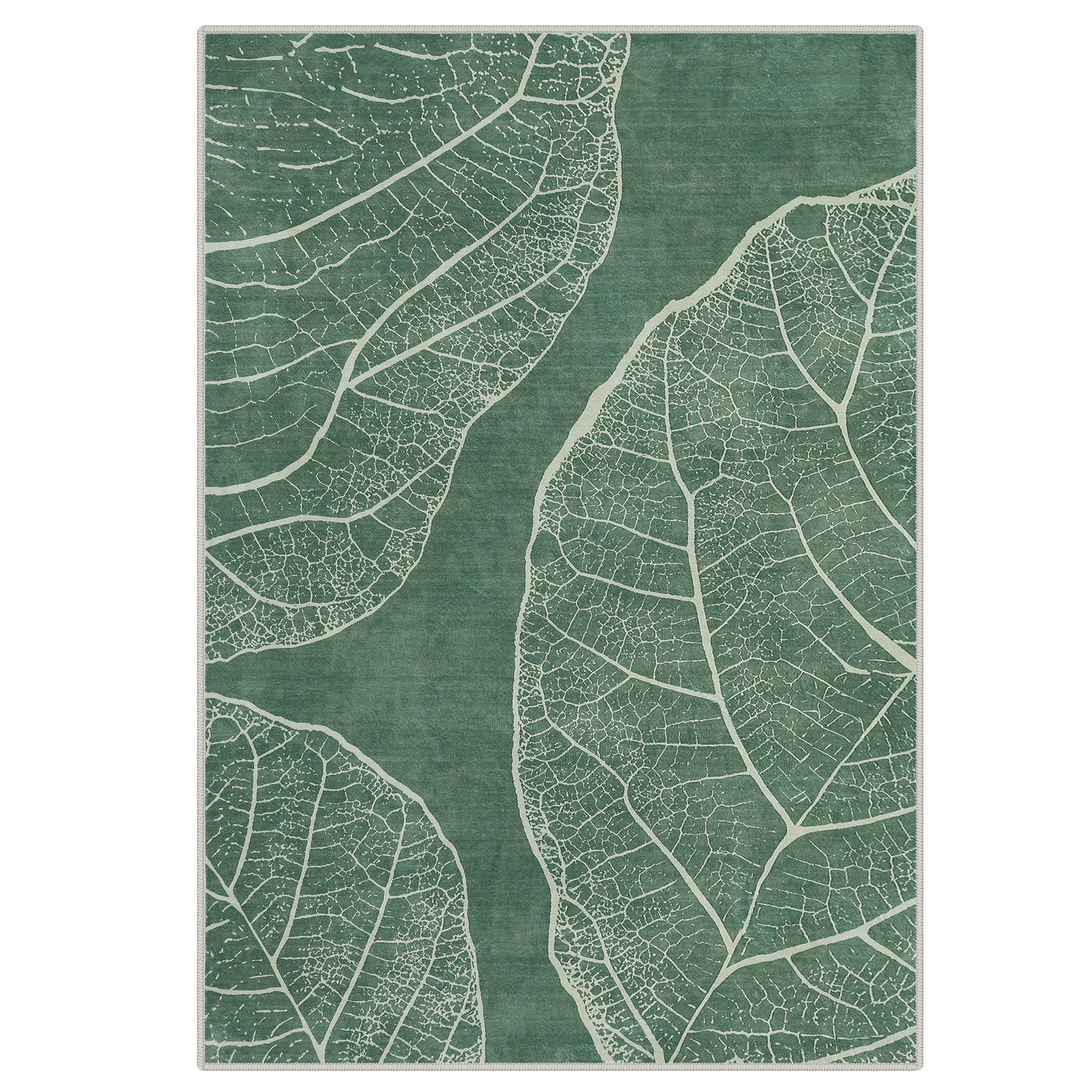 5x7 Boho Leaf Print Area Rugs, Modern Washable Non-Slip Low Pile Indoor Carpet for Living Room, Oeko-Tex Certified