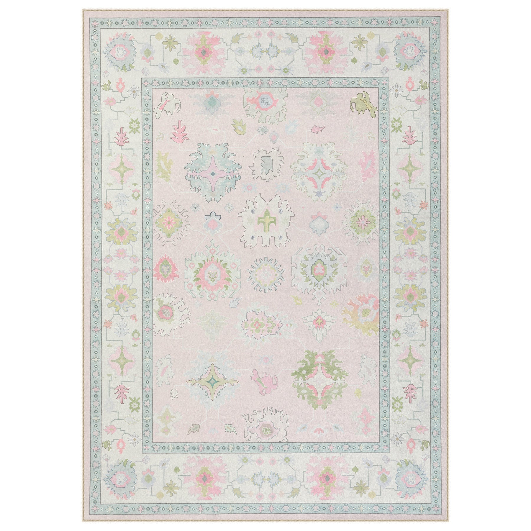 5x7 Boho Oushak Area Rug#Color_Light Pink