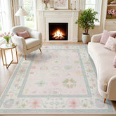 5x7 Boho Oushak Area Rug, washable non slip low pile area rug #Color_Light Pink 3