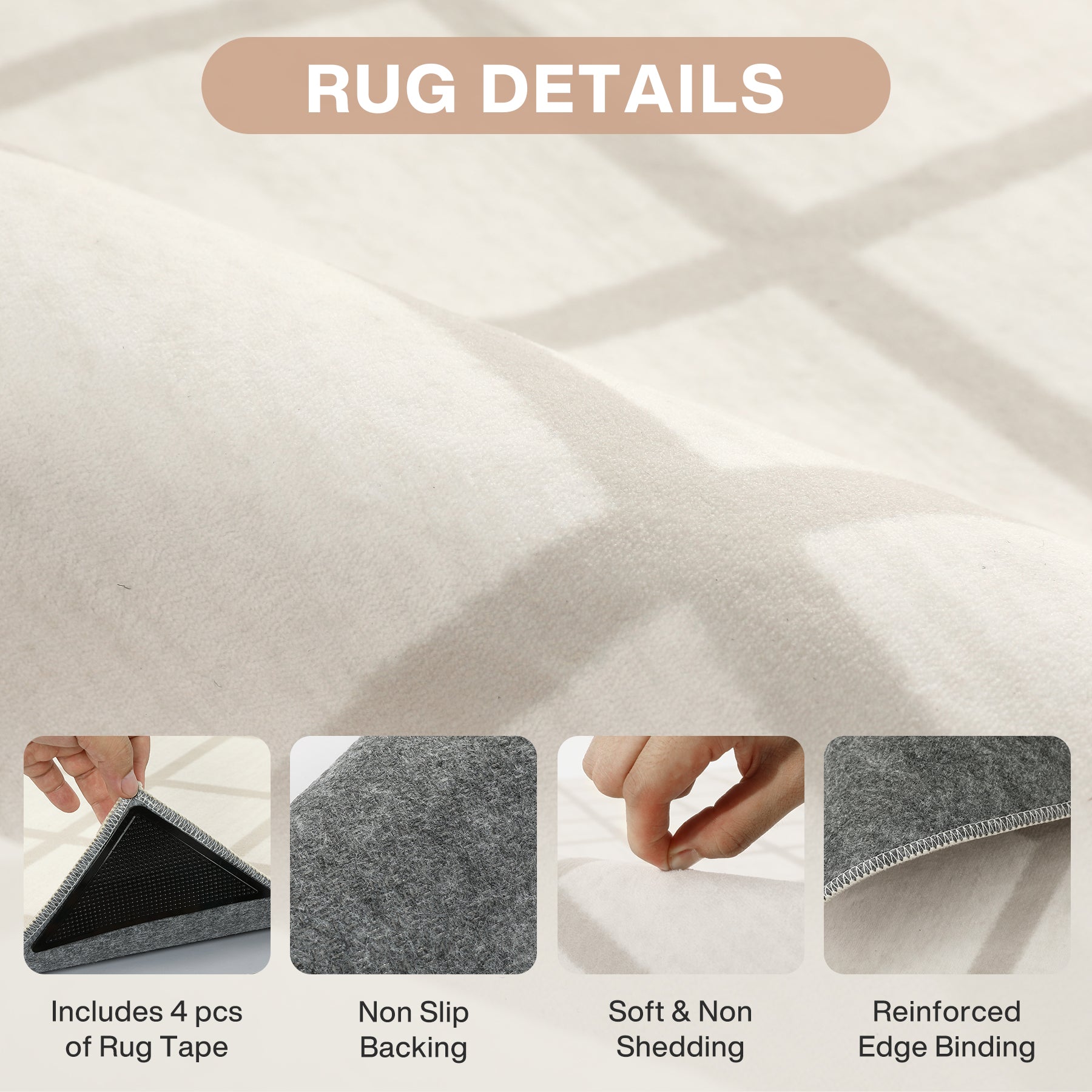 5x7/8x10 Modern Plaid Area Rug, Checkered Washable Rug Soft Non-Slip Ultra Thin Throw Carpet for Living Room, Oeko-Tex Certified