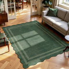 5x7 Scalloped Washable Area Rugs, Soft Geometric Non-Slip Indoor Rug for Living Room Bedroom, Oeko-Tex Certified#Color_Green