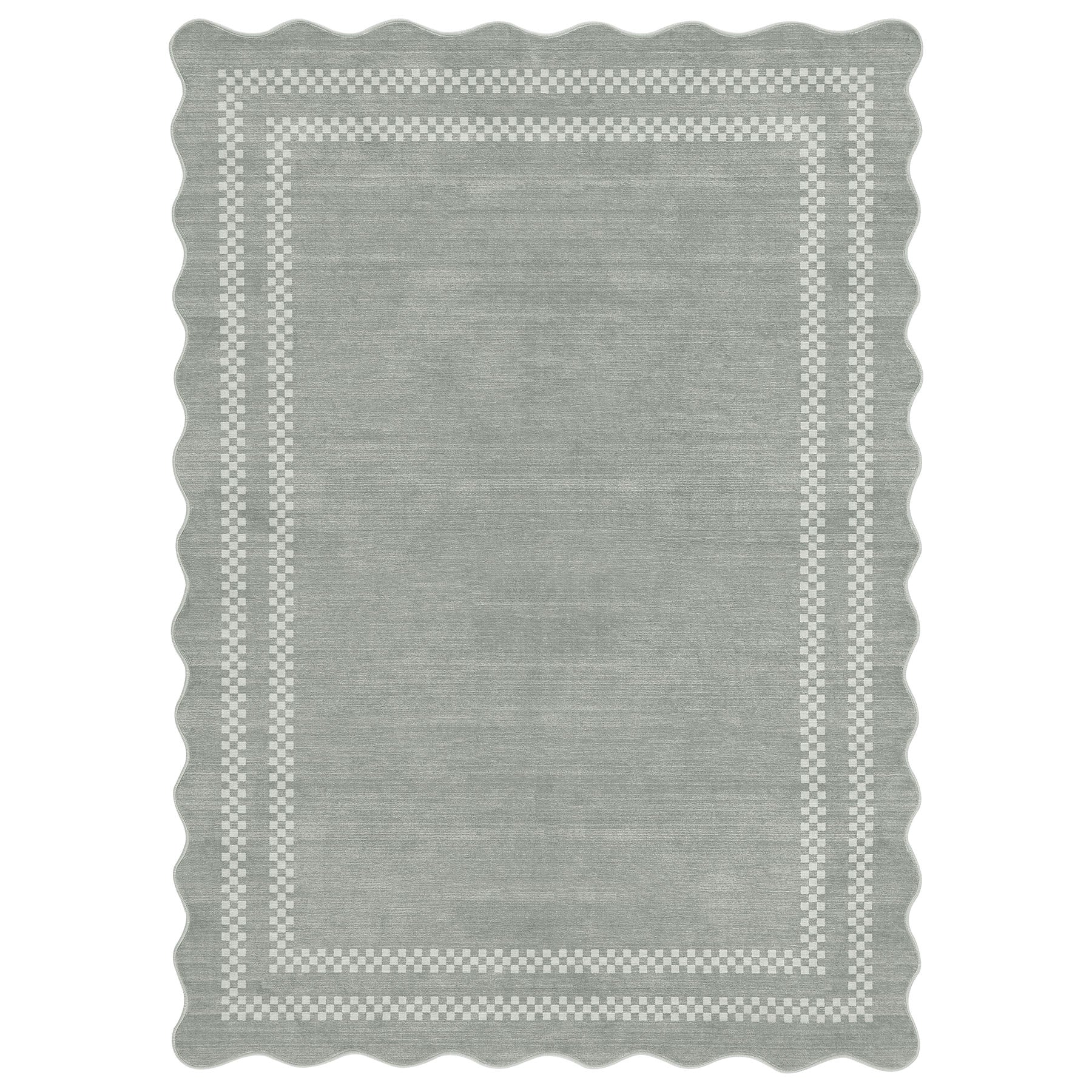 5x7/8x10 Scalloped Washable Area Rugs, Soft Geometric Non-Slip Indoor Rug for Living Room Bedroom, Oeko-Tex Certified