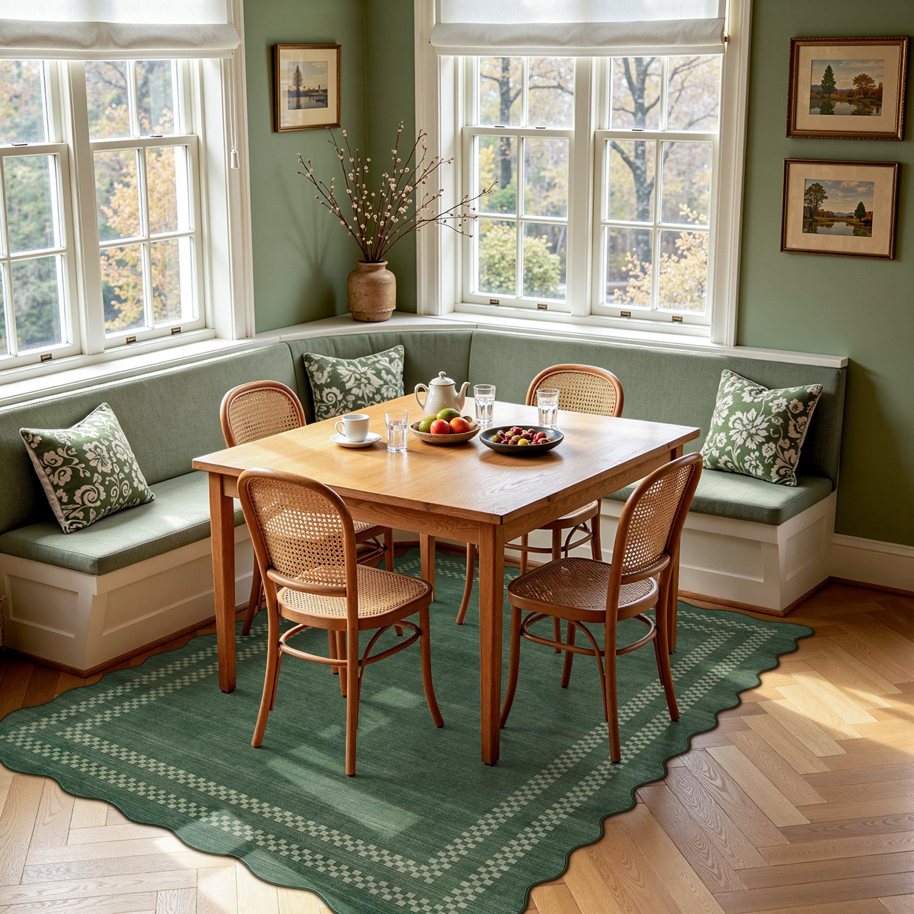 5x7/8x10 Scalloped Washable Area Rugs, Soft Geometric Non-Slip Indoor Rug for Living Room Bedroom, Oeko-Tex Certified