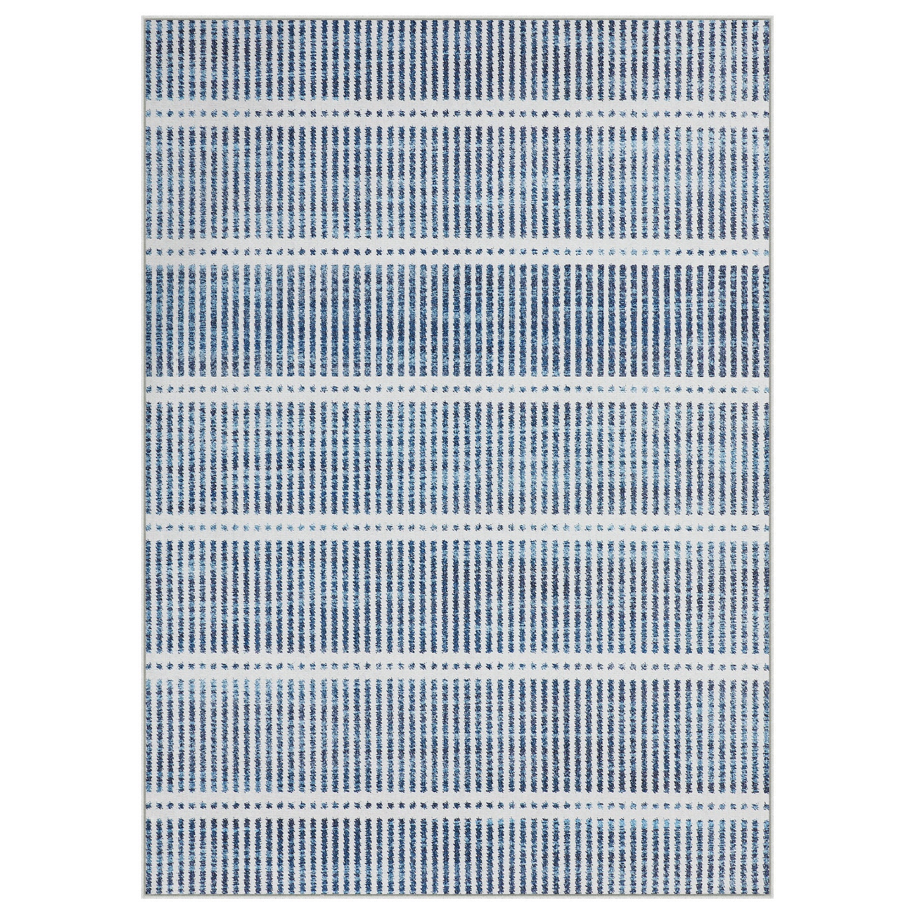 3x5/5x7 Ultra Thin Washable Area Rugs, Modern Non-Slip Striped Farmhouse Soft Indoor Carpet for Bedside Living Room, Oeko-Tex Certified