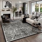 5x7 Zebra Print Washable Area Rug#Color_Black