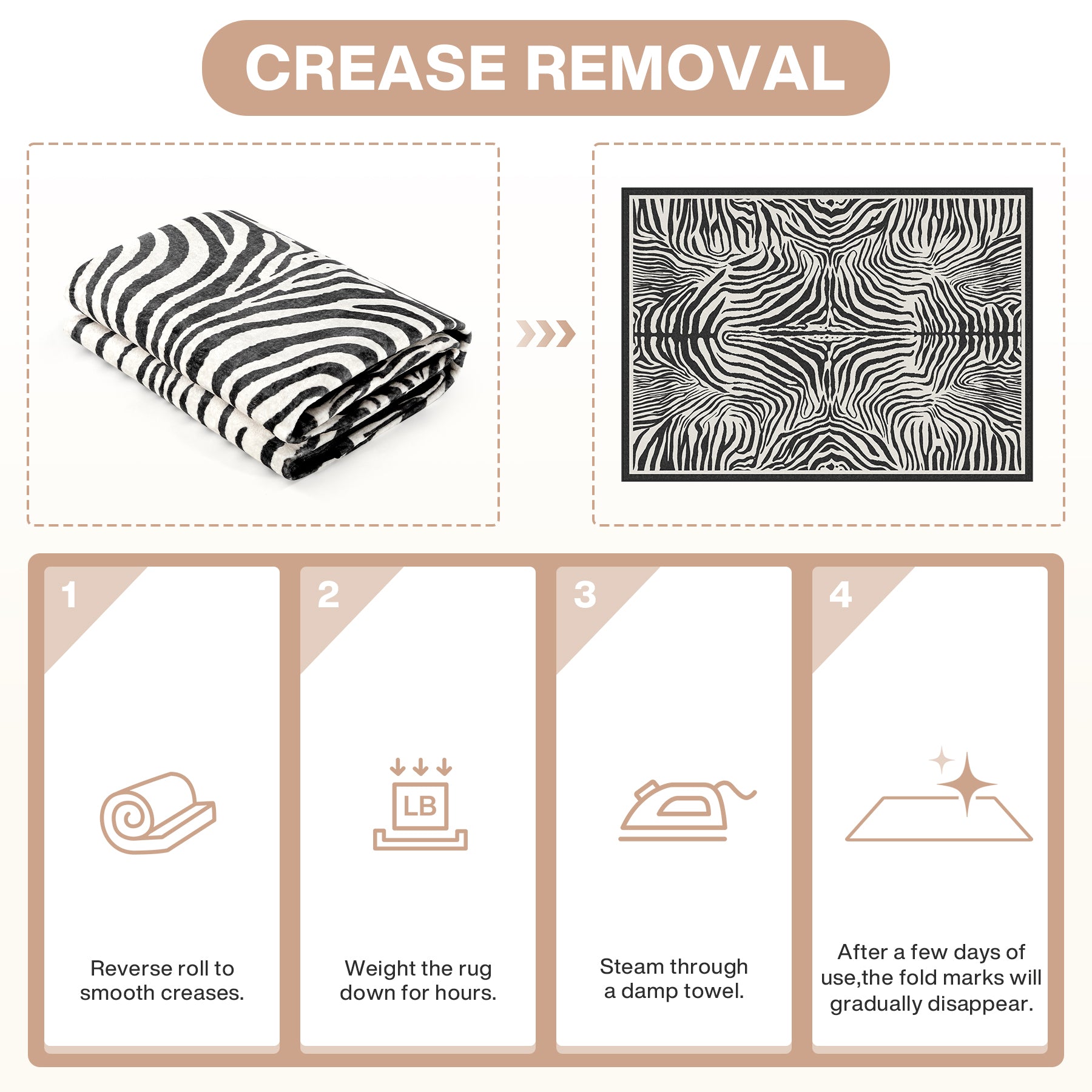 5x7 Zebra Print Washable Area Rug