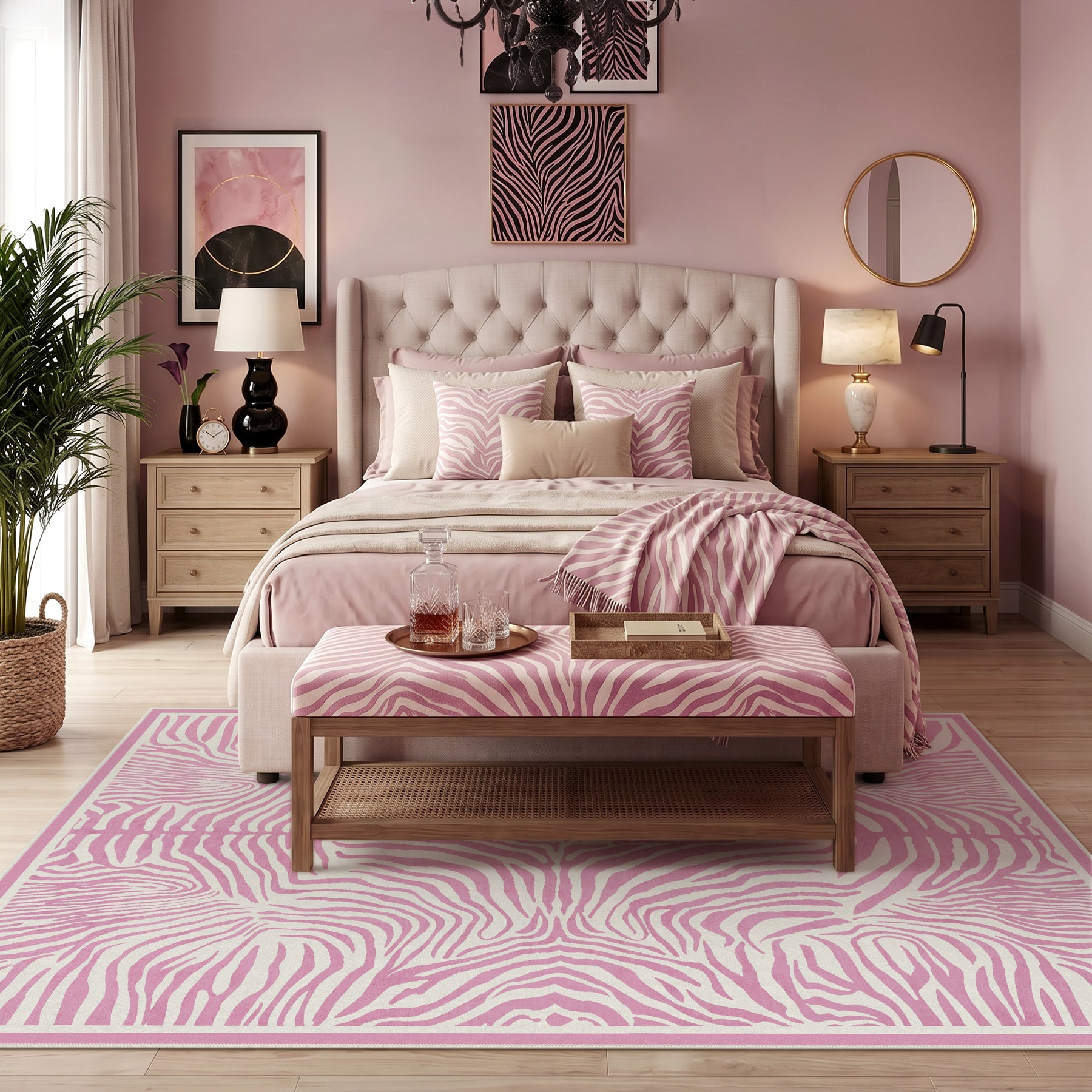 5x7 Zebra Print Washable Area Rug, Boho Modern Animal Soft Non Slip Nursery Living Room Carpet, Oeko-Tex Certified