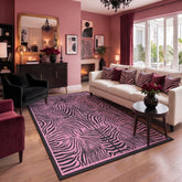 5x7 Zebra Print Washable Area Rug#Color_Dark Pink 3