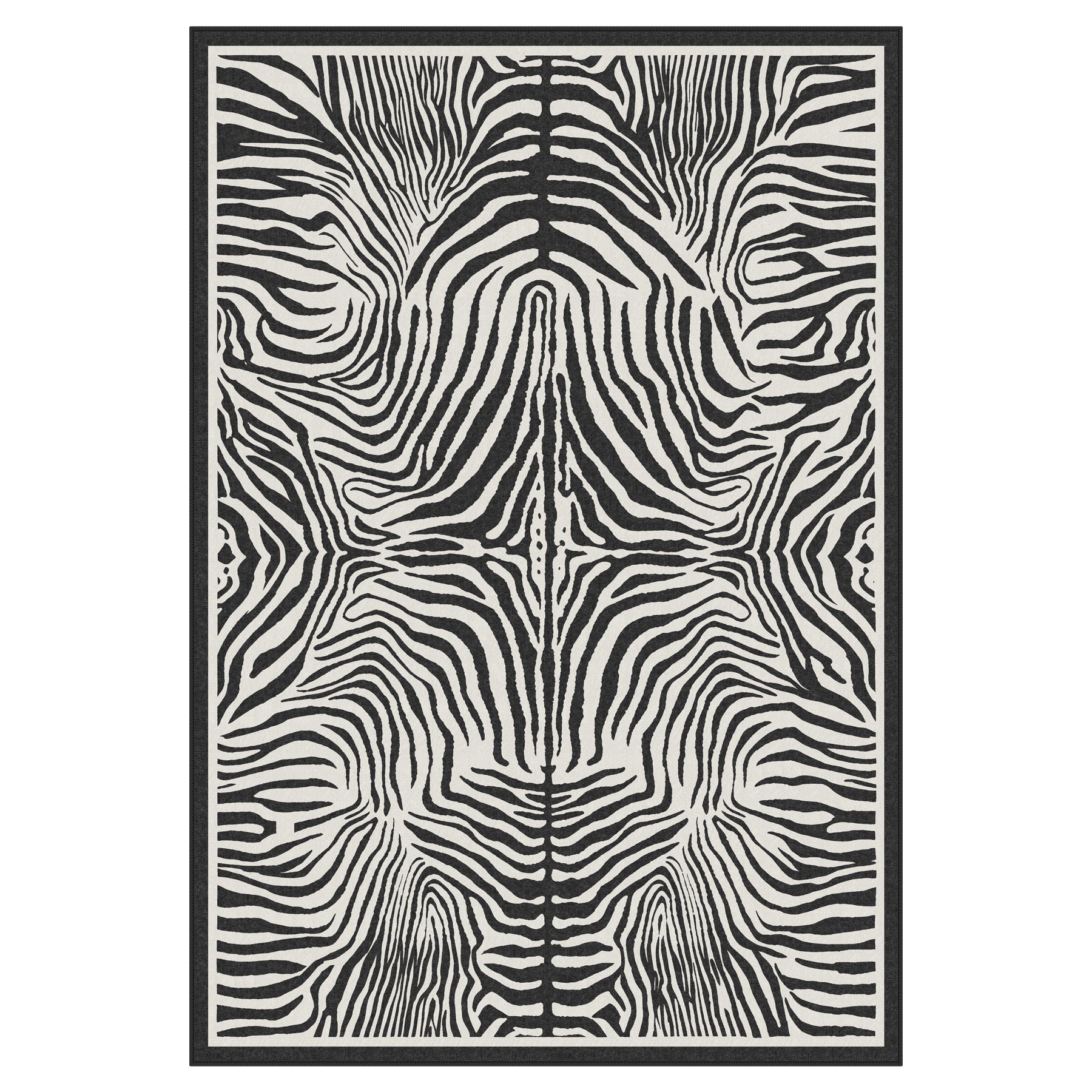 5x7 Zebra Print Washable Area Rug, Boho Modern Animal Soft Non Slip Nursery Living Room Carpet, Oeko-Tex Certified