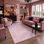 5x7 Zebra Print Washable Area Rug#Color_Light Pink