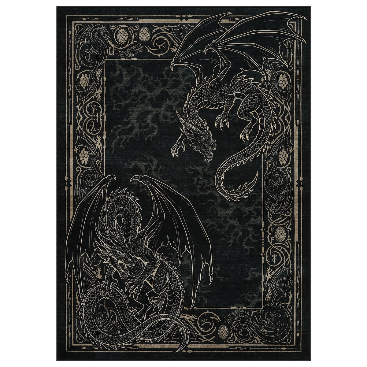 Tribesigns Washable Dragon Rug for Living Room,Non Slip Stain Resistant Indoor Carpet for Dining Room Office Home Decor