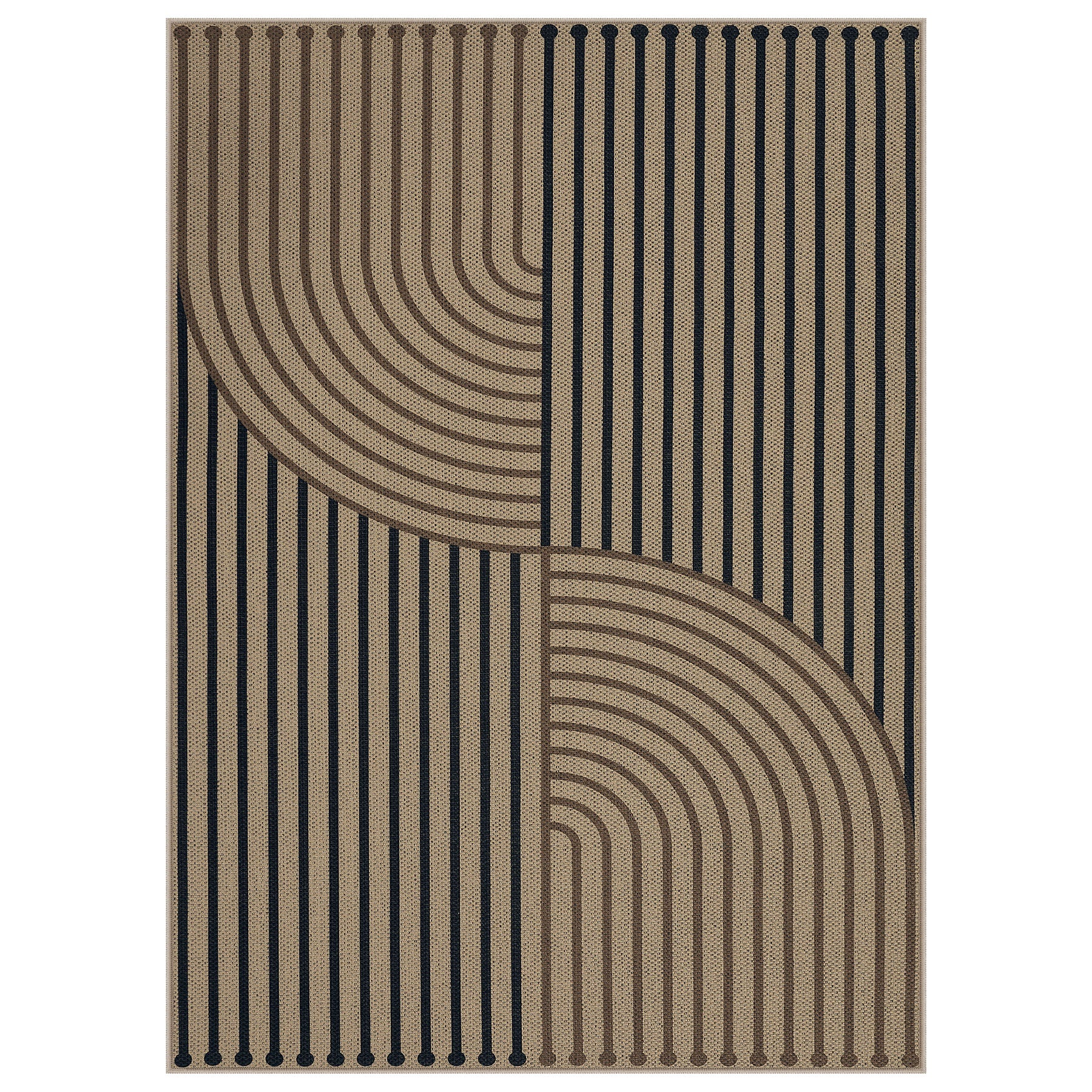 Boho Jute Washable Area Rug, Non-Slip Neutral Abstract, Indoor Outdoor Entryway Kitchen Patio Rug