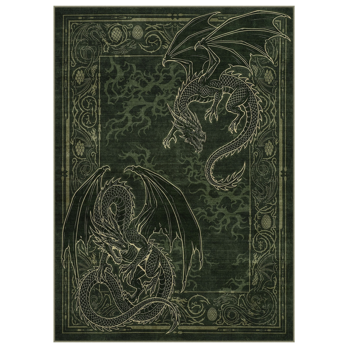Tribesigns Washable Dragon Rug for Living Room,Non Slip Stain Resistant Indoor Carpet for Dining Room Office Home Decor