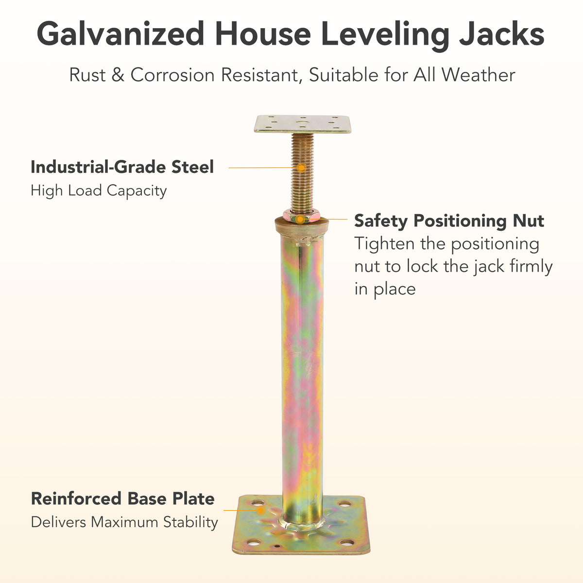 6-Pack House Floor Jacks for Leveling, Galvanized Floor Joist Jack, Max Load 8818 LB