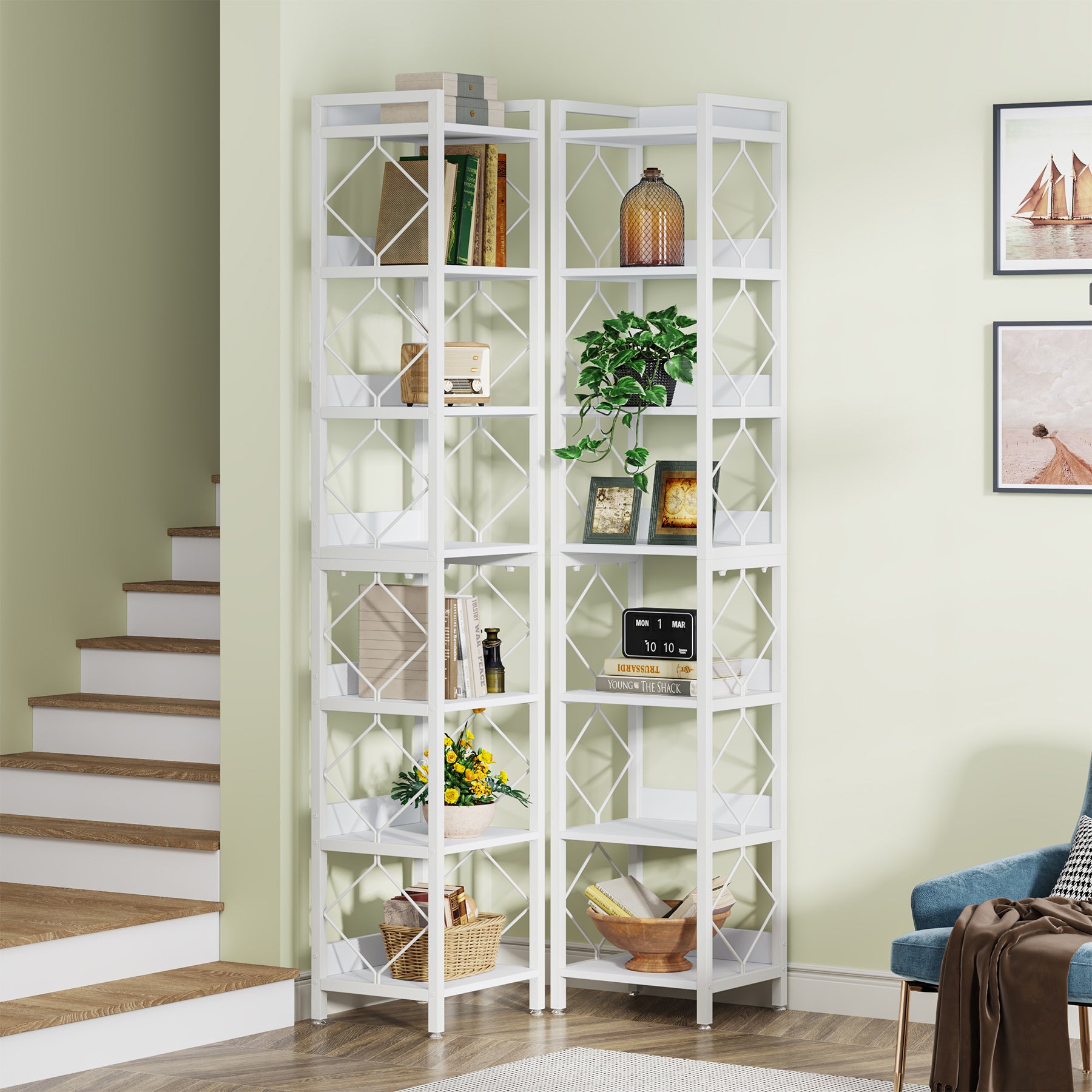 78.7” Tall Narrow Bookshelf, Slim Display Shelf for Home Office & Small Areas