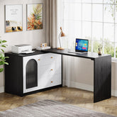 L-Shaped Computer Desk, Corner Office Desk with Reversible Storage Cabinet 3