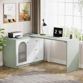 L-Shaped Computer Desk, Corner Office Desk with Reversible Storage Cabinet 3