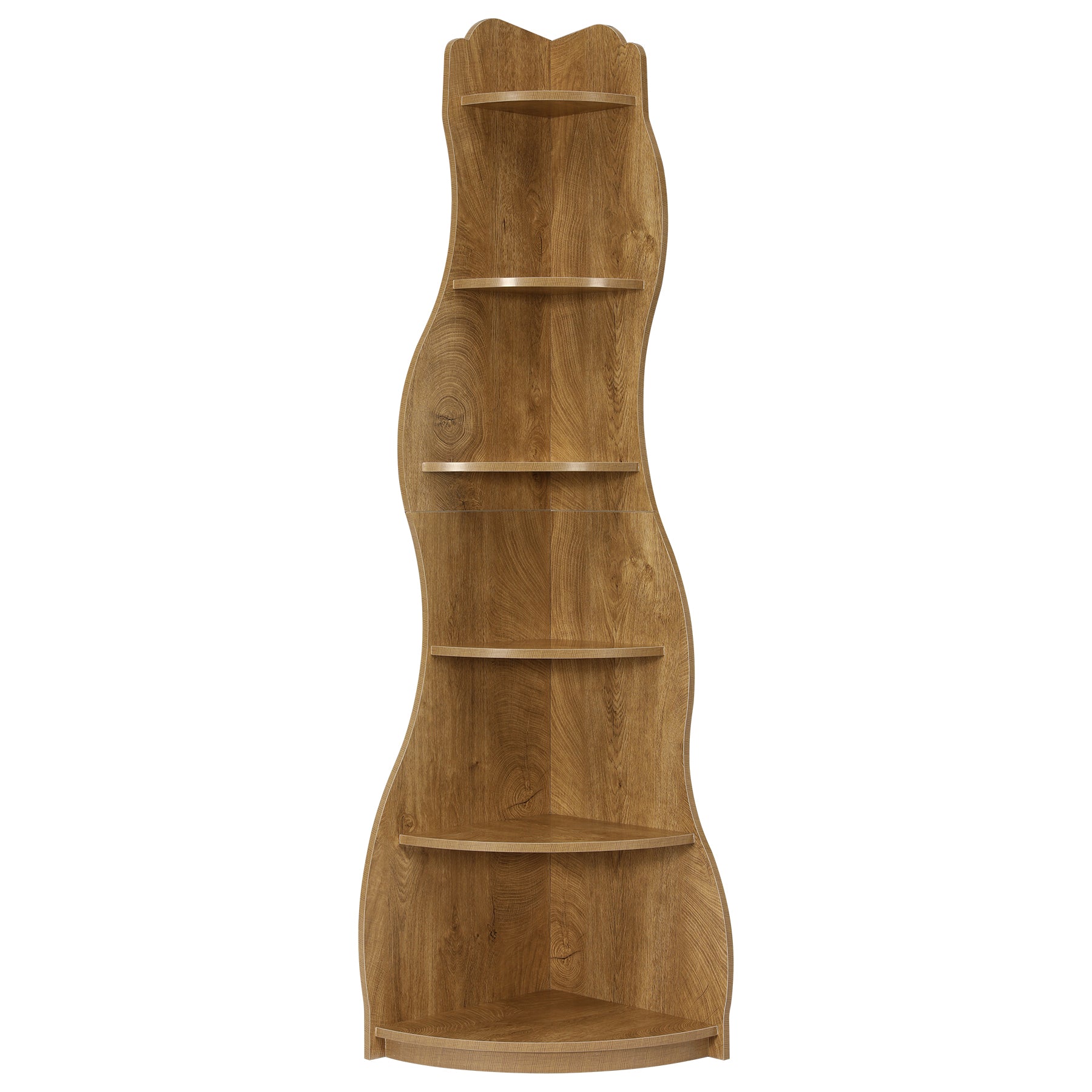 6-Tier Corner Shelf Stand, Tall Bookshelf with Curvy Shape-Tribesigns