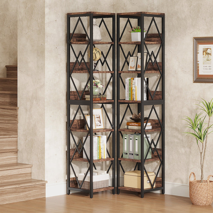 6 - Tier Bookshelf, 75" Tall Narrow Bookcase Open Storage Display Rack Tribesigns