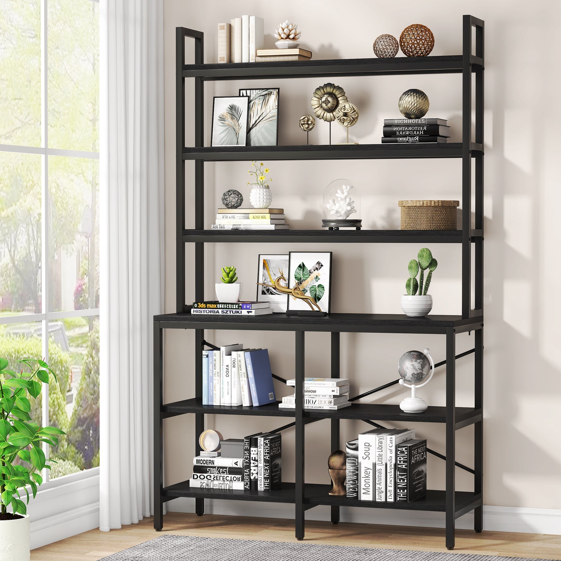 Tribesigns Bookshelf, 6-Tier Standing Etagere Bookcase Storage Rack