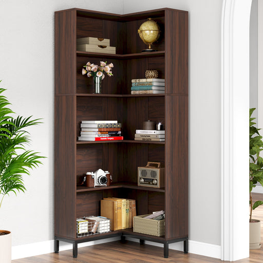 6 - Tier Corner Bookcase, 71 inch L - Shaped Etagere Bookshelf Tribesigns