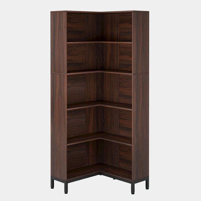 6 - Tier Corner Bookcase, 71 inch L - Shaped Etagere Bookshelf Tribesigns